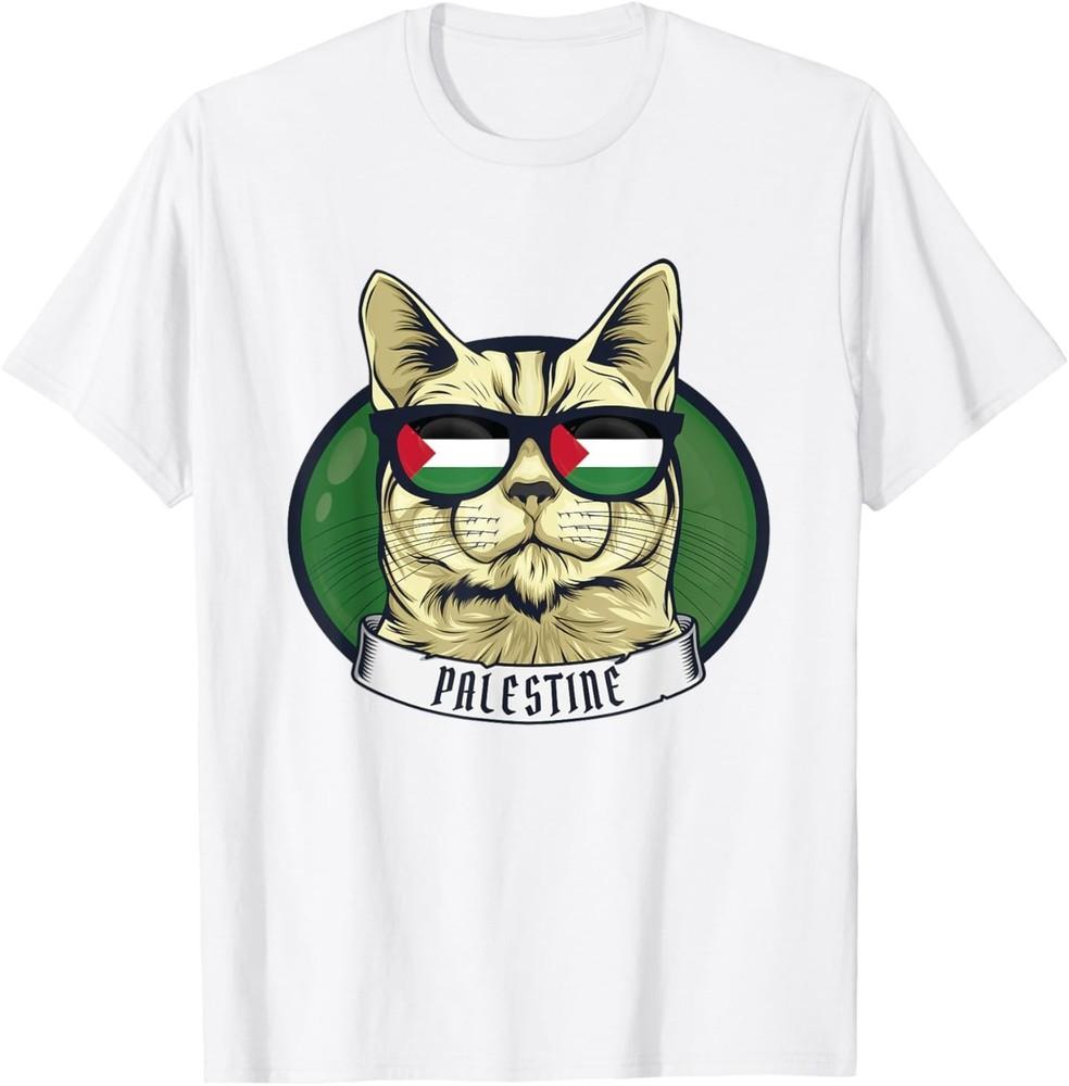 Free Palestine Flag Palestinian Cat Gaza Men Women Unisex T-Shirt L