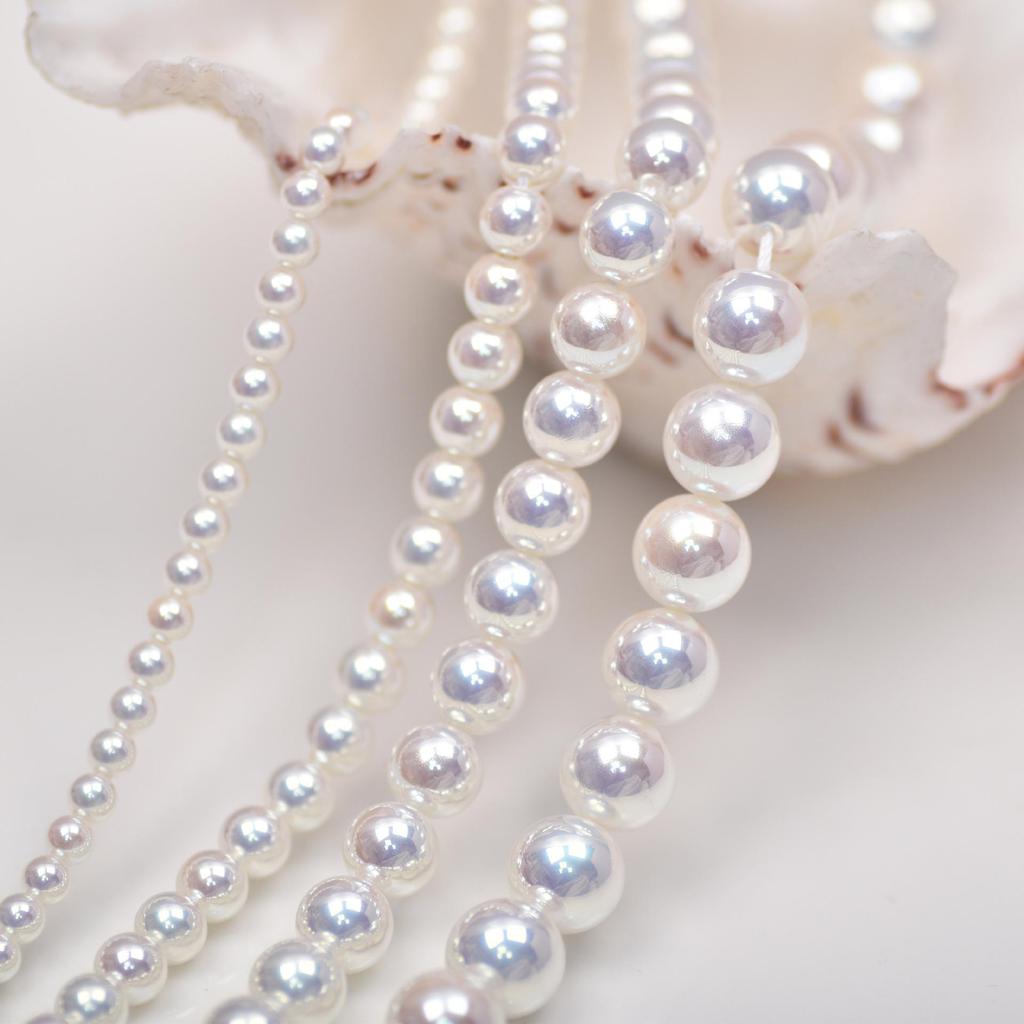 Kleine kirschblütenrosa Glasperlen mit hoher Helligkeit, 4–10 mm, rund, Meerwasser-Imitation