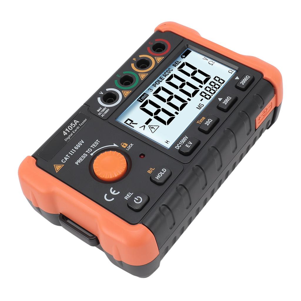 0.1 Ohm  To 1999 Ohm  0V To 1000V Ground Resistance Meter High Accuracy LCD Backlit Earth Resistance Tester