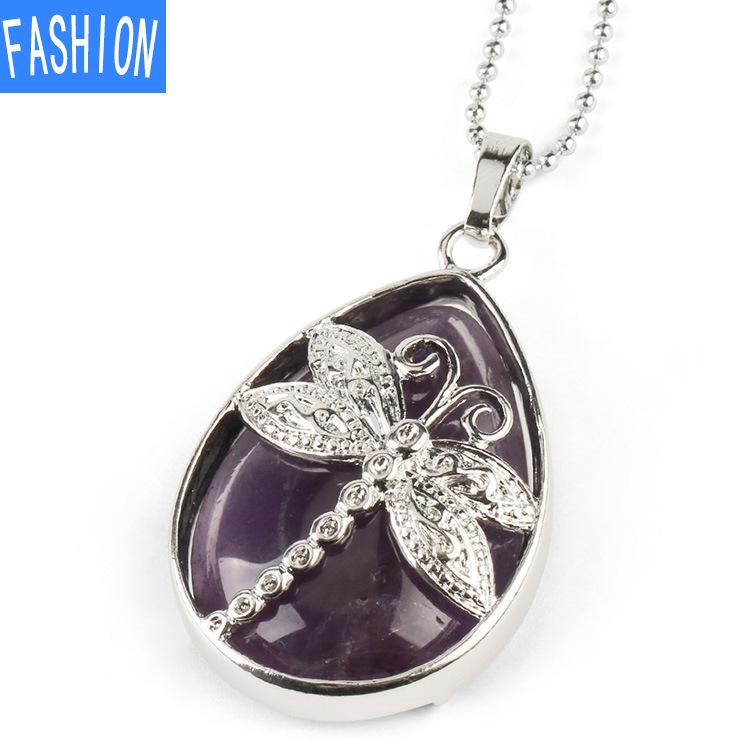 Bijuterie din cristal natural Picătură pandantiv colier model Libelule lacrimi înger pandantiv colier cristal