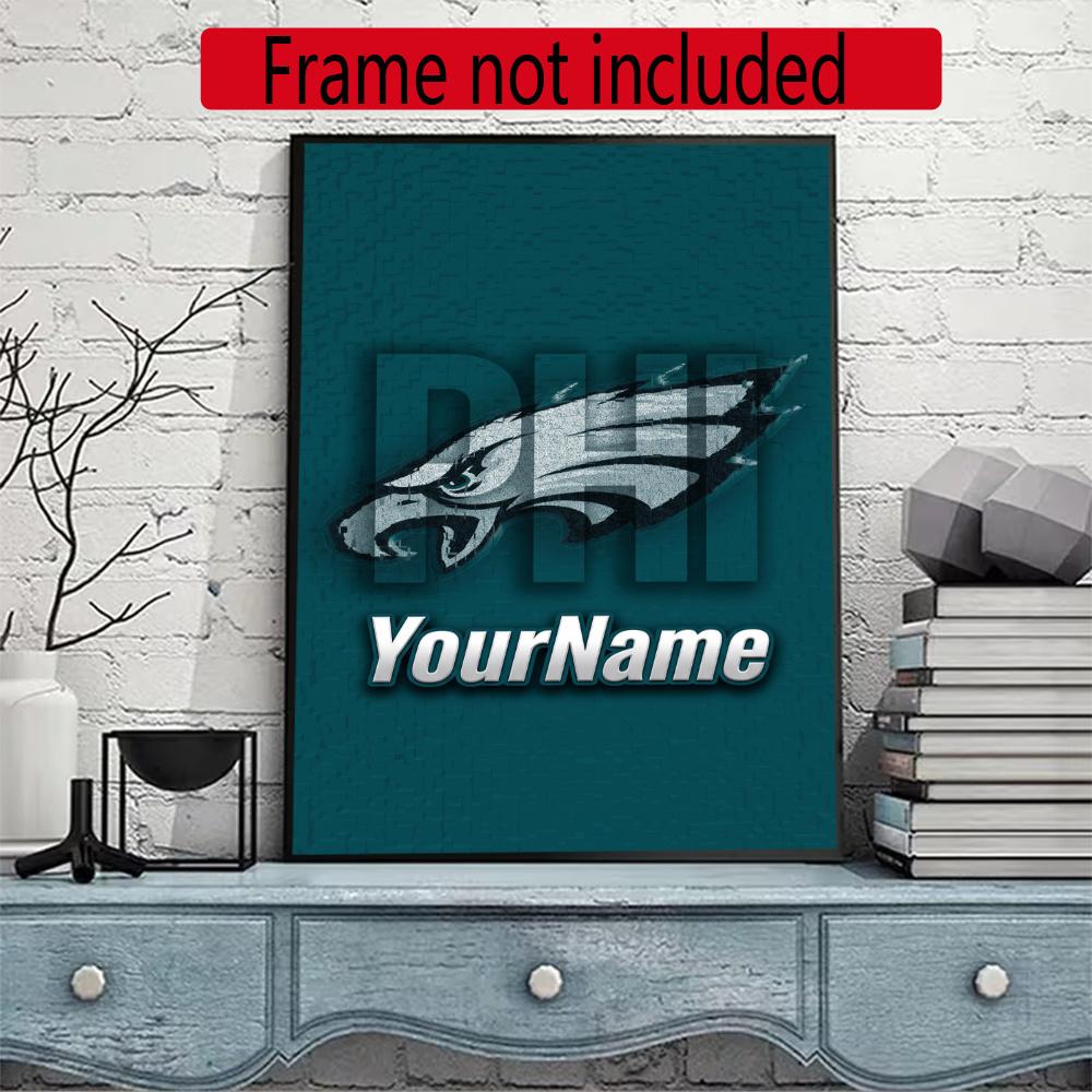 Philadelphia Eagles Personalized Text Diamond Painting Round Diamond Mosaic Rhinestones Diamond Embroidery Craft Kit Wall Decor Without Frame