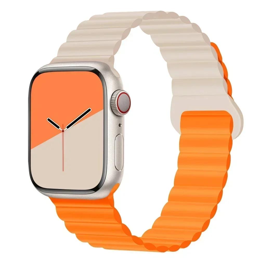 NEW Original Liquid Silicone Magnetic bands for Apple Watch Strap Ultra 2 Series 9 8 SE iwatch 42 44mm 45 49mm 38 40mm 41 Correa