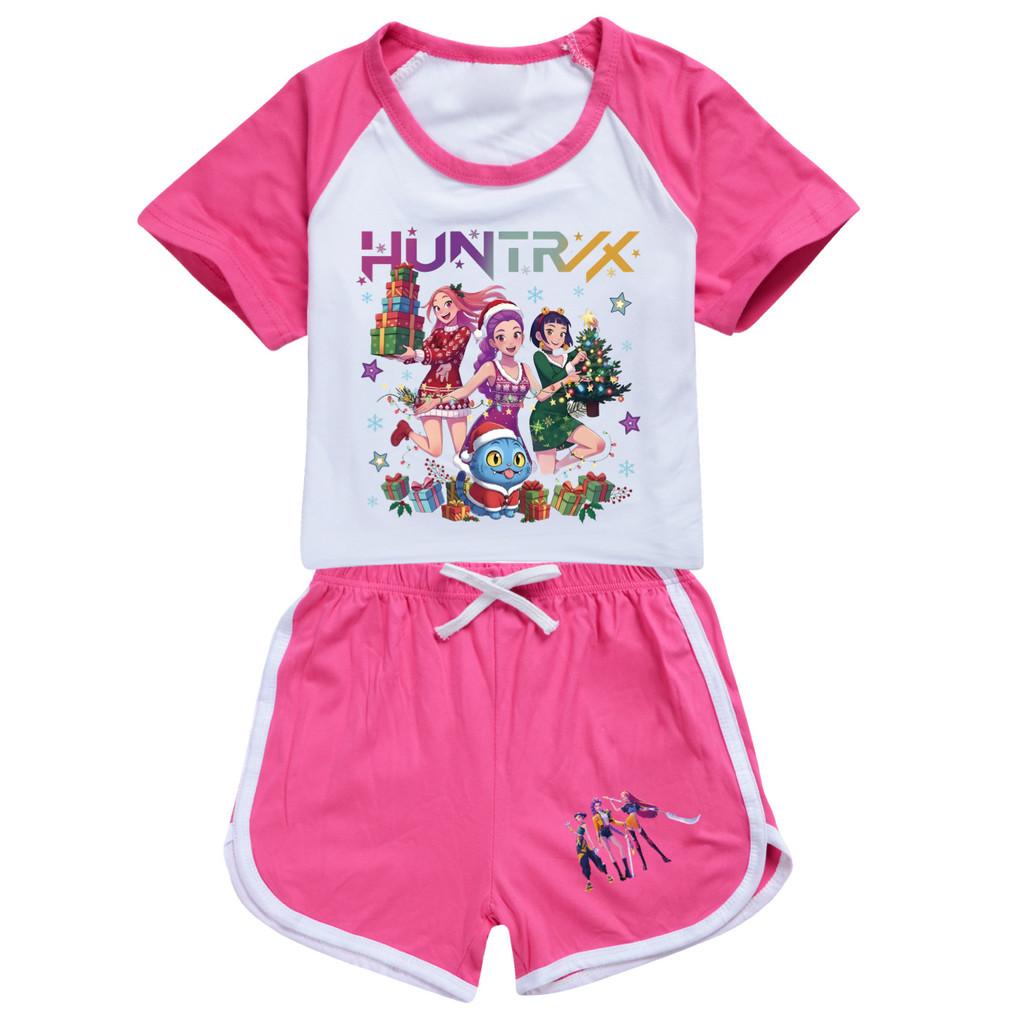 5084 Kids Girls Christmas POP Rumi Zoey Mira Print T-shirt Shorts Sport Tracksuit Clothes Set