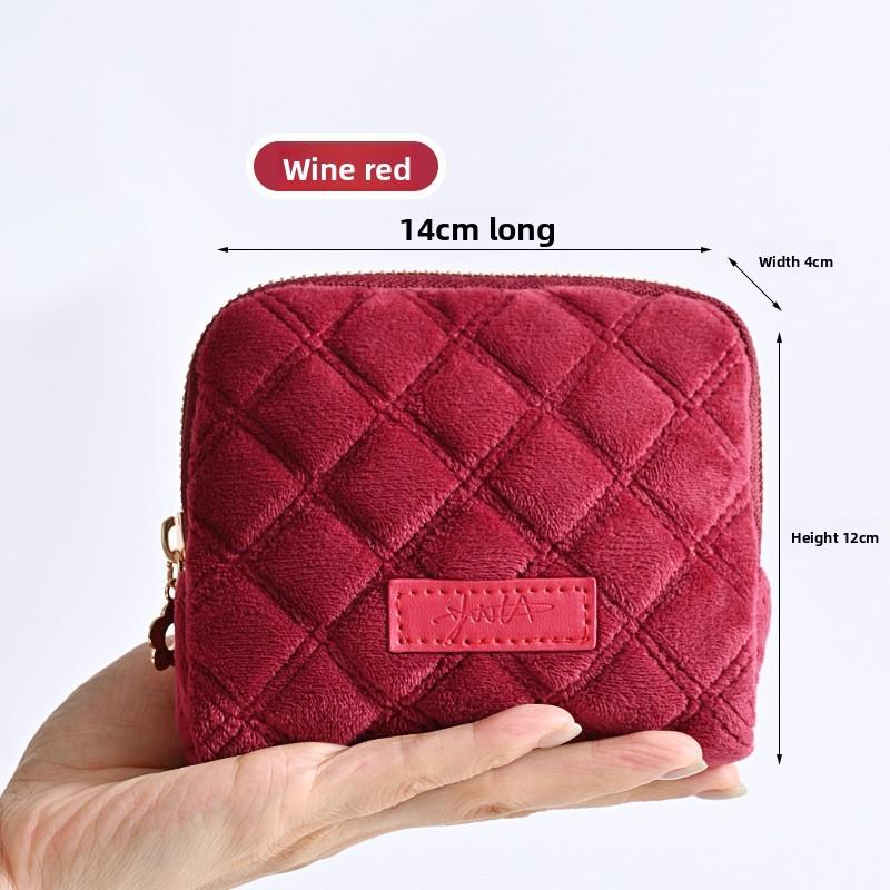 Elegant Plush Cosmetic Storage Case With Zipper For Rings And Bracelets