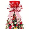 Reusable Foldable Christmas Tree Topper Hat with Festive Bow and Candy Design
