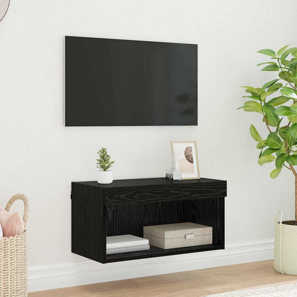 LED TV Cabinet Set in Black Oak Finish 60 x 30 x 30 cm