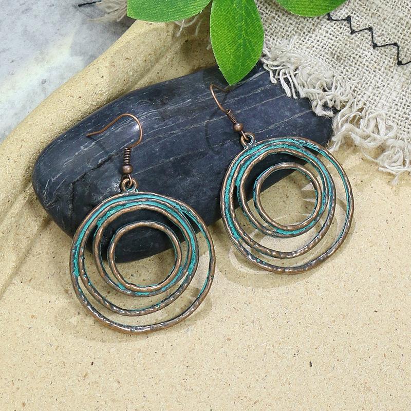 Vintage Boho Blue Stone Beaded Drop Earrings For Women Tassel Ethnic Geometric Flower Leaf Long Dangle Earrings Trendy Zircon