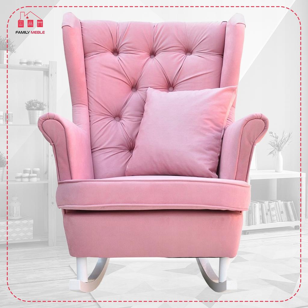 Scandinavian Wingback Rocking Chair Gaja Family Furniture Heather Pink Living Room
