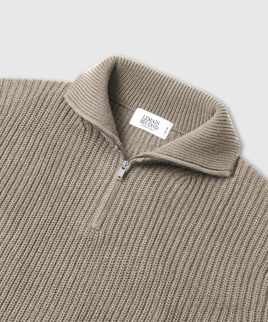 LEMAIN SECOND Oversized Voluminous Washable Half-Zip Hacci Knit [Beige]