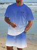 Men's Gradient Short-Sleeve T-Shirt & Drawstring Shorts Beach Set