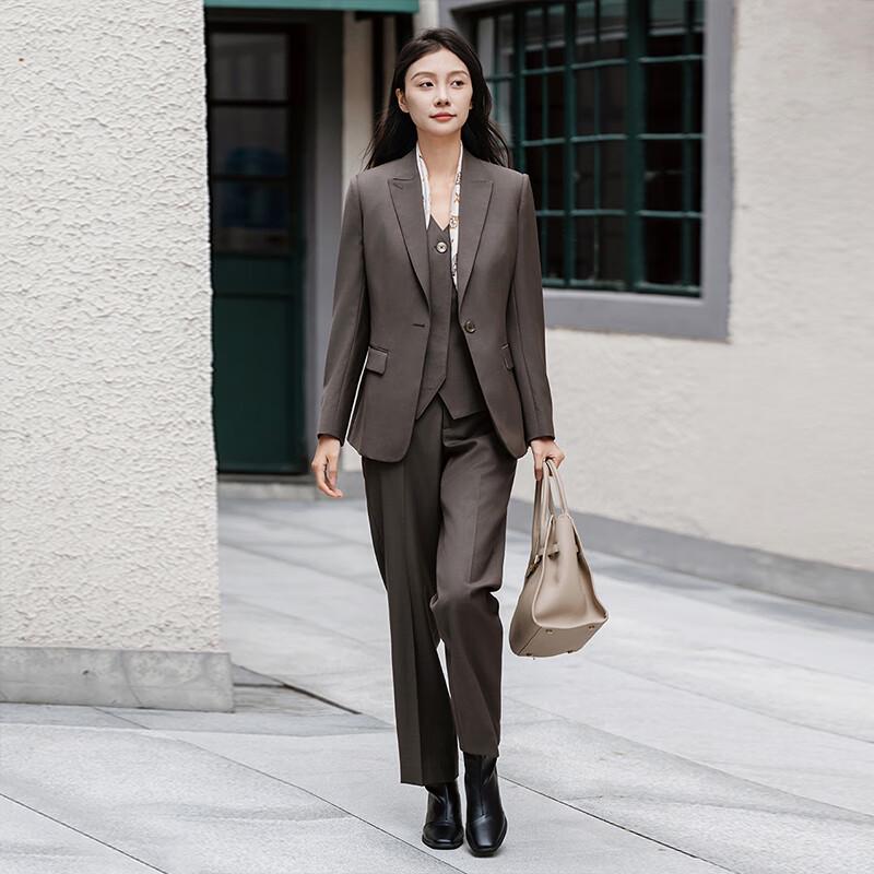 LadyS Elite Maple Sugar Mocha Cocoa Brown Wool Blend Suit Collection
