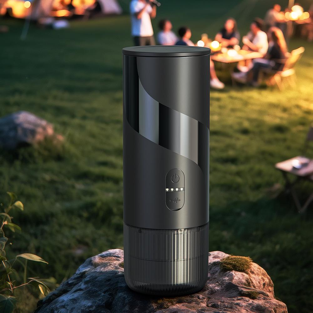 Portable Electric Espresso Machine for Travel, Car & Home - Stainless Steel with Powder Container