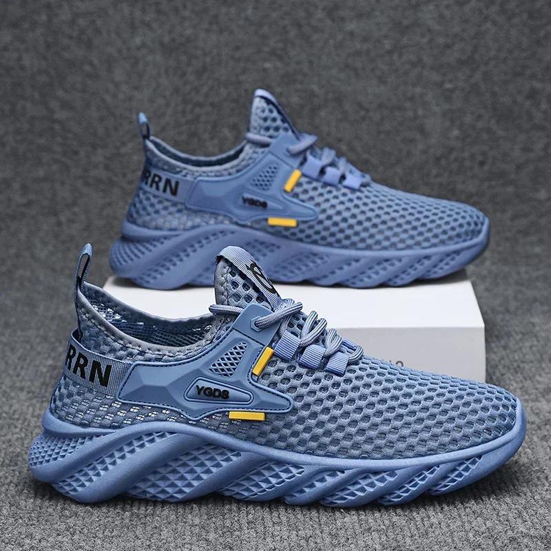 

Fashionable men s lightweight water wading shoes outdoor quick drying large mesh hollow breathable mesh sports trend shoes 44 джинсовий синього кольору