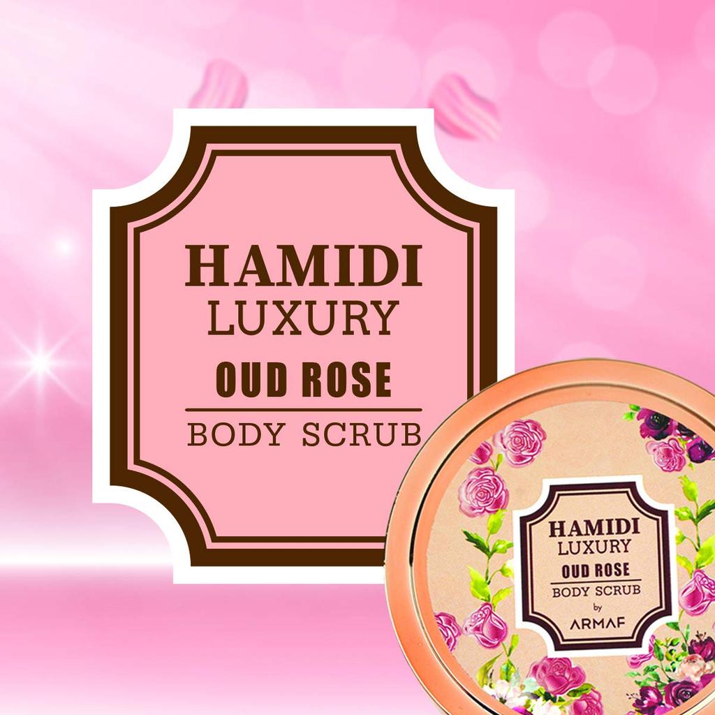 Hamidi Luxury Women Oud Rose Body Scrub 250ML | Non-Alcoholic | Feel Reinvigorated | Replenished & Restored | Cleanses and Softens Skin