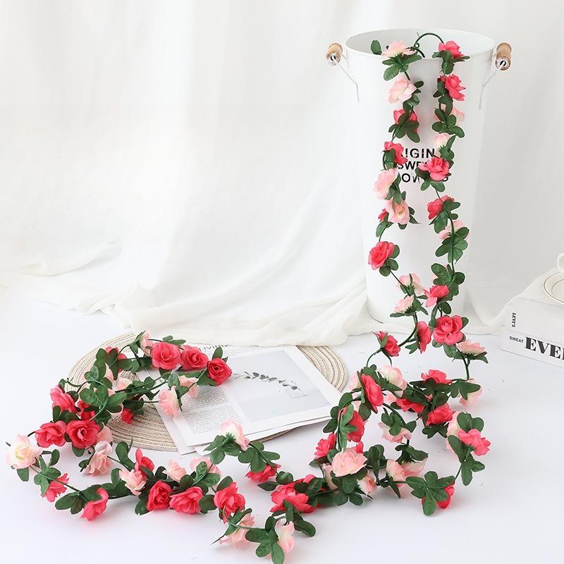 250CM Rose Artificial Flowers Christmas Garland for Wedding Home Room Decoration Spring Autumn Garden Arch DIY Fake Plant Vine
