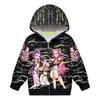 Kids Girls POP Singer Rumi Zoey Mira Printed Casual Hooded Zipper Long Sleeves Jacket Coat