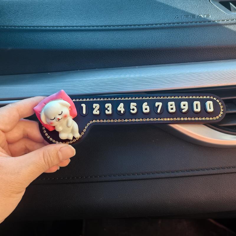 Car Temporary Parking Sign Cute Design Phone Number Card Dashboard Stop Sign ABS Material Auto Interior Decor for Car