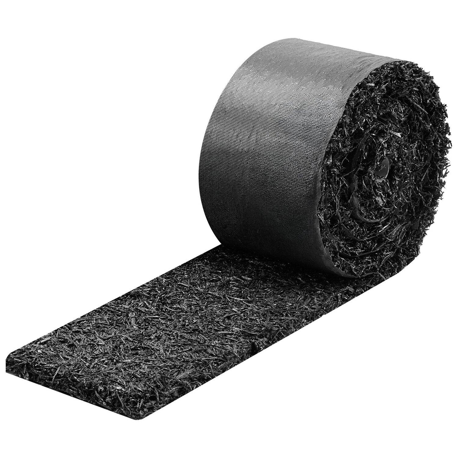 Rubberen Mulchmat Rol, 4 Rollen 305 x 11,5 cm, Gemaakt van Gerecycled Rubber, Permanente Mulchrand, Natuurlijk Uitziende Bloemenbarrière met Palen, 0,5 inch Dik