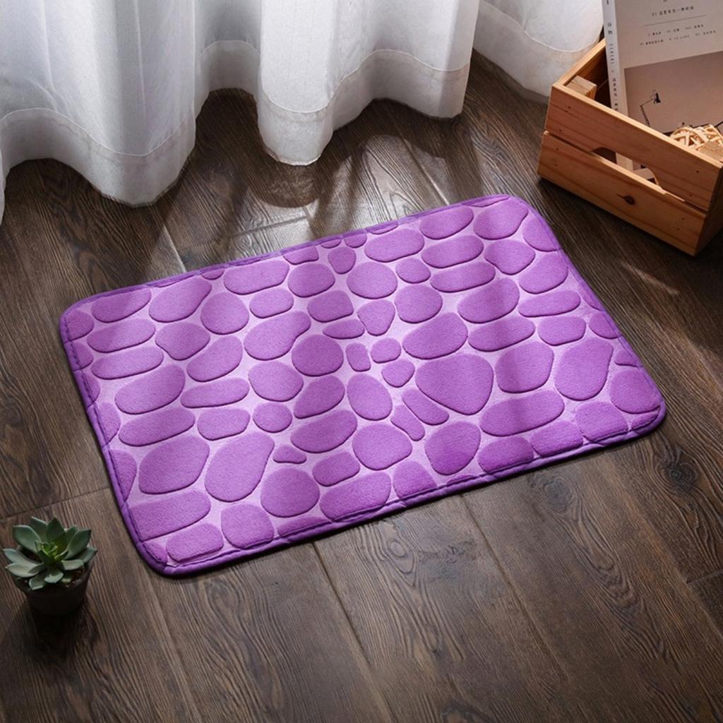 HOMZY Bathroom Bathtub Water Absorption Non-slip Floor Rug Bath Mat Doormat Cobblestone Embossed Washable Carpets