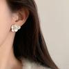 Elegant Three-Dimensional Floral Stud Earrings: French Retro Chic, Versatile & Luxurious Design for Women