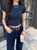 Stilvolles Slim-Fit Kurzarm-T-Shirt für Damen, Basic Rundhals-T-Shirt, Frühling/Sommer 2025