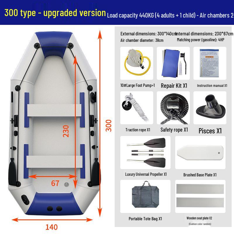 Durable Hard-Bottom Inflatable Rubber Dinghy Kayak for Fishing & Lifesaving