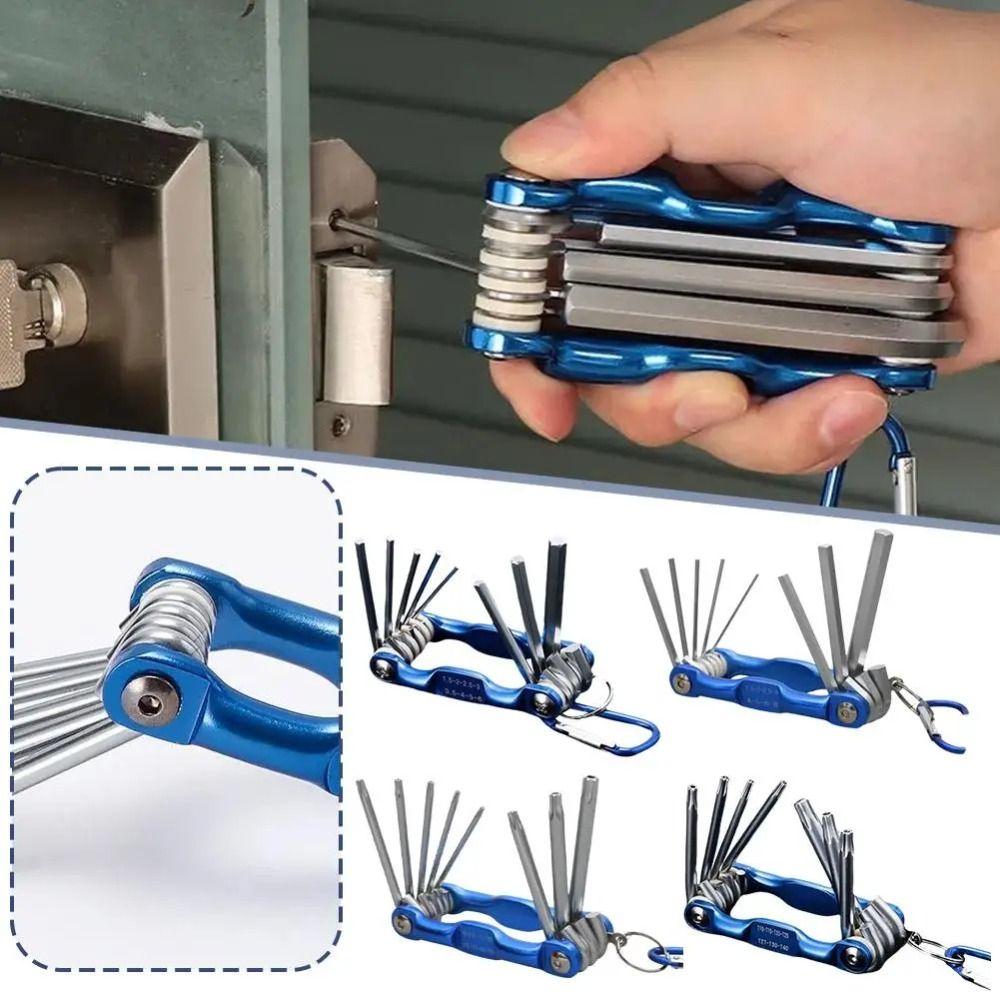 8 In 1 Portable Folding Hex Wrench Screwdriver Folding Allen Wrench Set Hex Key Functional Tools