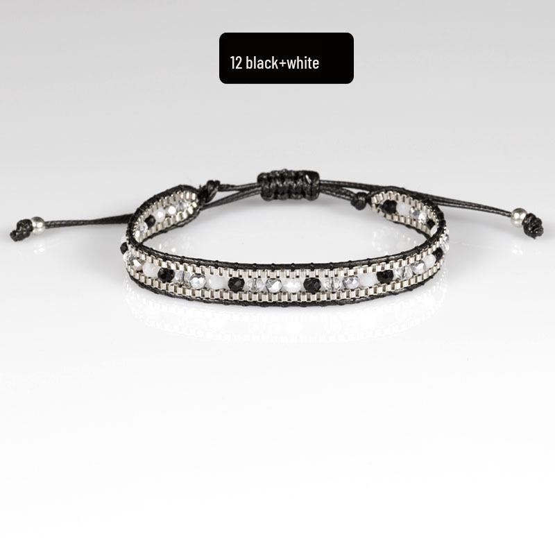 Bohemian Handmade Woven Crystal Beaded Friendship Bracelet for Women