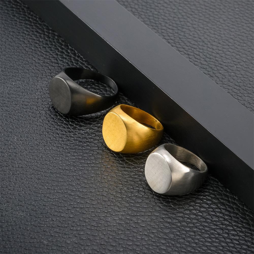 New Stylish and Simple Square Full-gloss Domineering Men's Titanium Steel Ring, Business Stainless Steel Ring