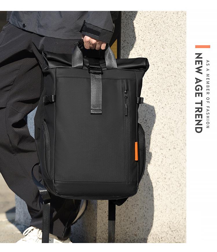 Men's Color-Blocked Roll-Top Backpack: Large Capacity & Multi-functional with Custom Logo Options