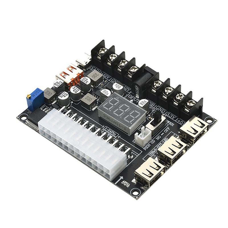 

Плата адаптера живлення ATX 20/24 pin - Регульована напруга з червоним цифровим дисплеєм - Підтримує PD2.0/PD3.0