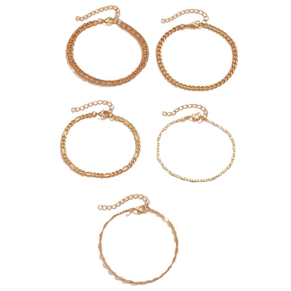 Set de brățări de plajă cu lanț de șarpe retro, multistrat, european-american - 5 piese