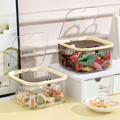 Desktop Large-capacity Jewelry Box with Lid Leather Band Hair Tie Hair Clipand Cutie Storage Box