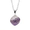 Square Natural Crystal Rough Stone Amethyst Agate Square Pendant Necklace N665