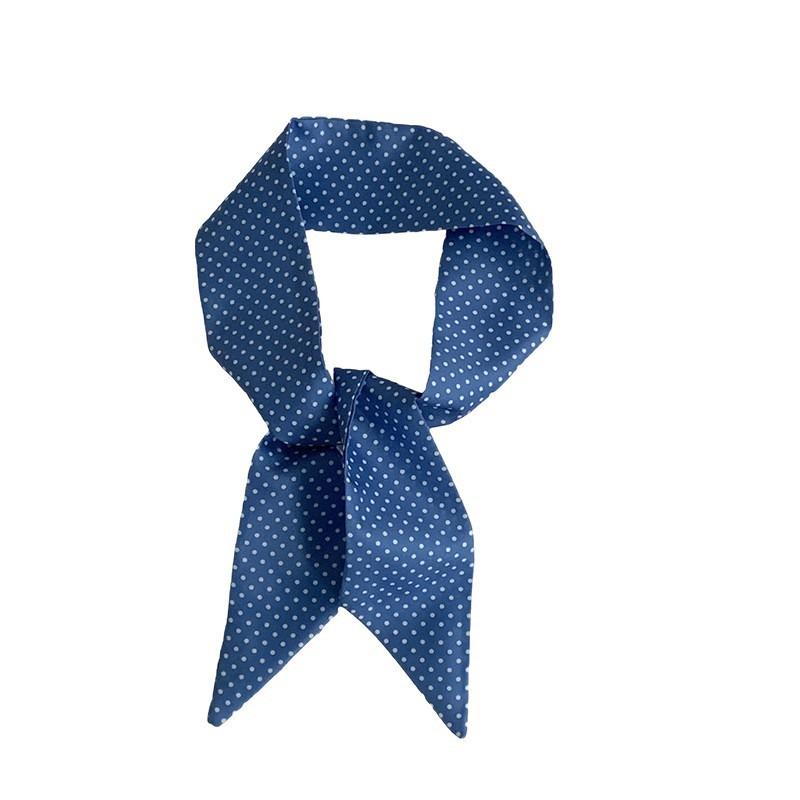 Polka dot silk scarf, long strip, high-end and multi-purpose, decorative pointed corner small scarf, neck headband, hair tie, streamer belt, belt.