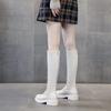 Middle Heel Shoes for Woman Elastic Round Toe Women's Boots Footwear Long New Rock Winter Knee High Shaft Quality Novelty