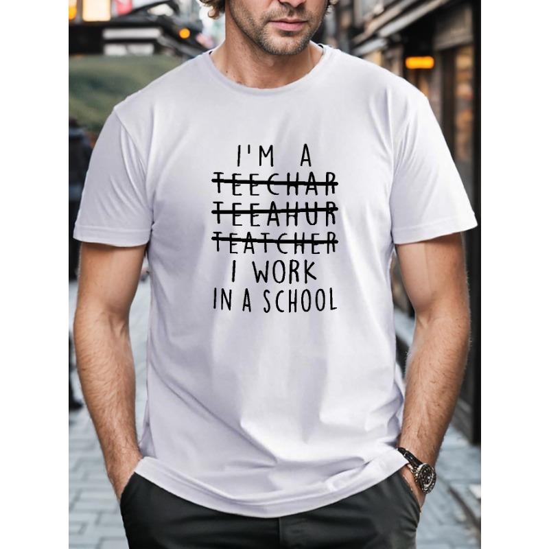 

Большой размер, Футболка с принтом Я УЧИТЕЛЬ , Удобные дышащие топы с коротким рукавом для мужчин, Летний подарок для улицы, Мужская одежда S белый