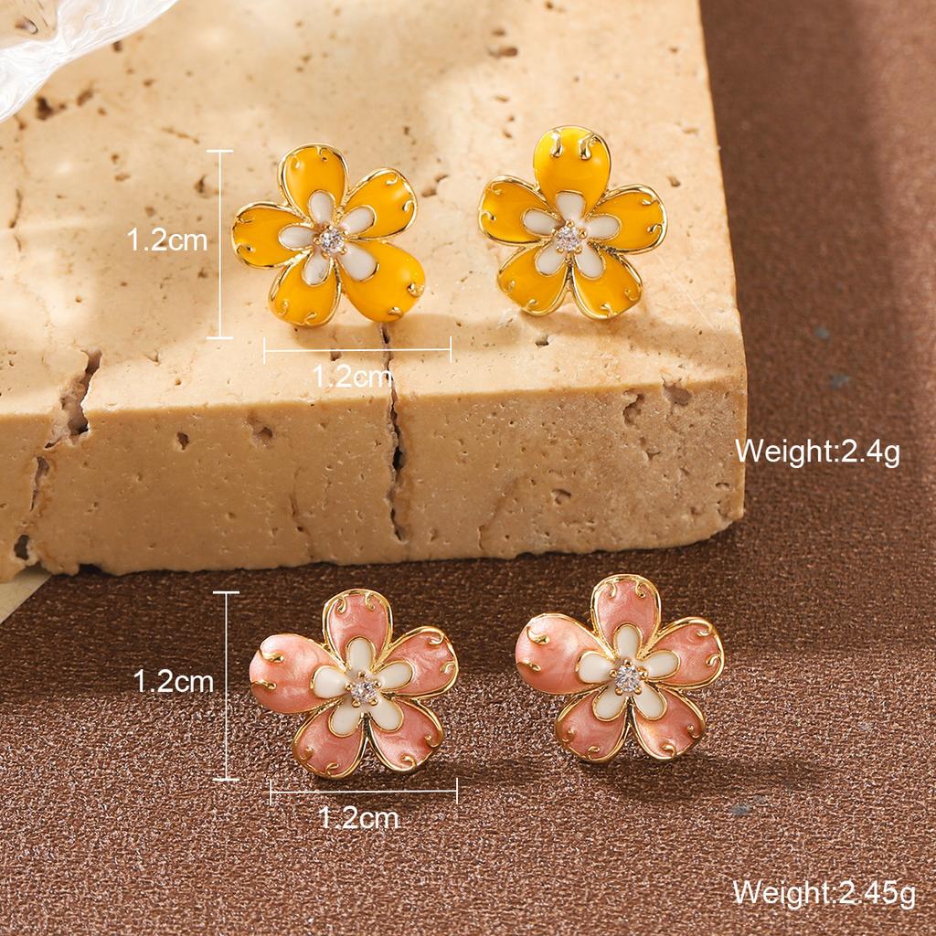Retro flower earrings New Chinese French Chinese antique spring and summer versatile drip oil enamel senior design earrings