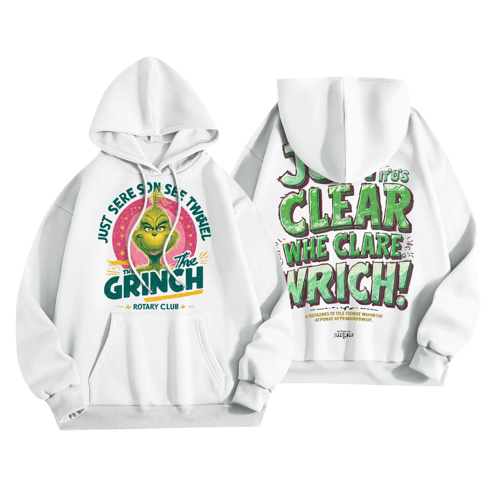 

Женская повседневная модная толстовка с капюшоном и карманами с рождественским принтом XL белый