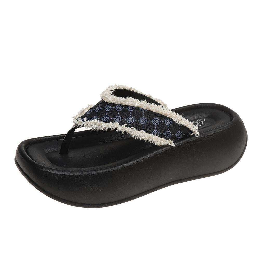 Retro Style Flip-flops Women's Summer Fashion Versatile Beach Vacation Wind Thick Bottom Non-slip Advanced Sense Sandals Wholesale JQ