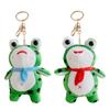 Plush Cartoon Frog Keychain Blue Red Scarf Stuffed Frog Car Key Ring Backpack School Bag Charm Purse Pendant Hanging Decoration Ornament