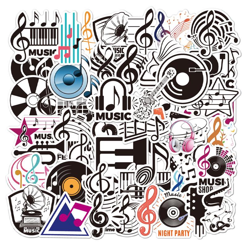 50 Stück Musik-Sticker in überlegener Qualität, wasserfest, aus hochwertigem Vinyl, für Scrapbooking