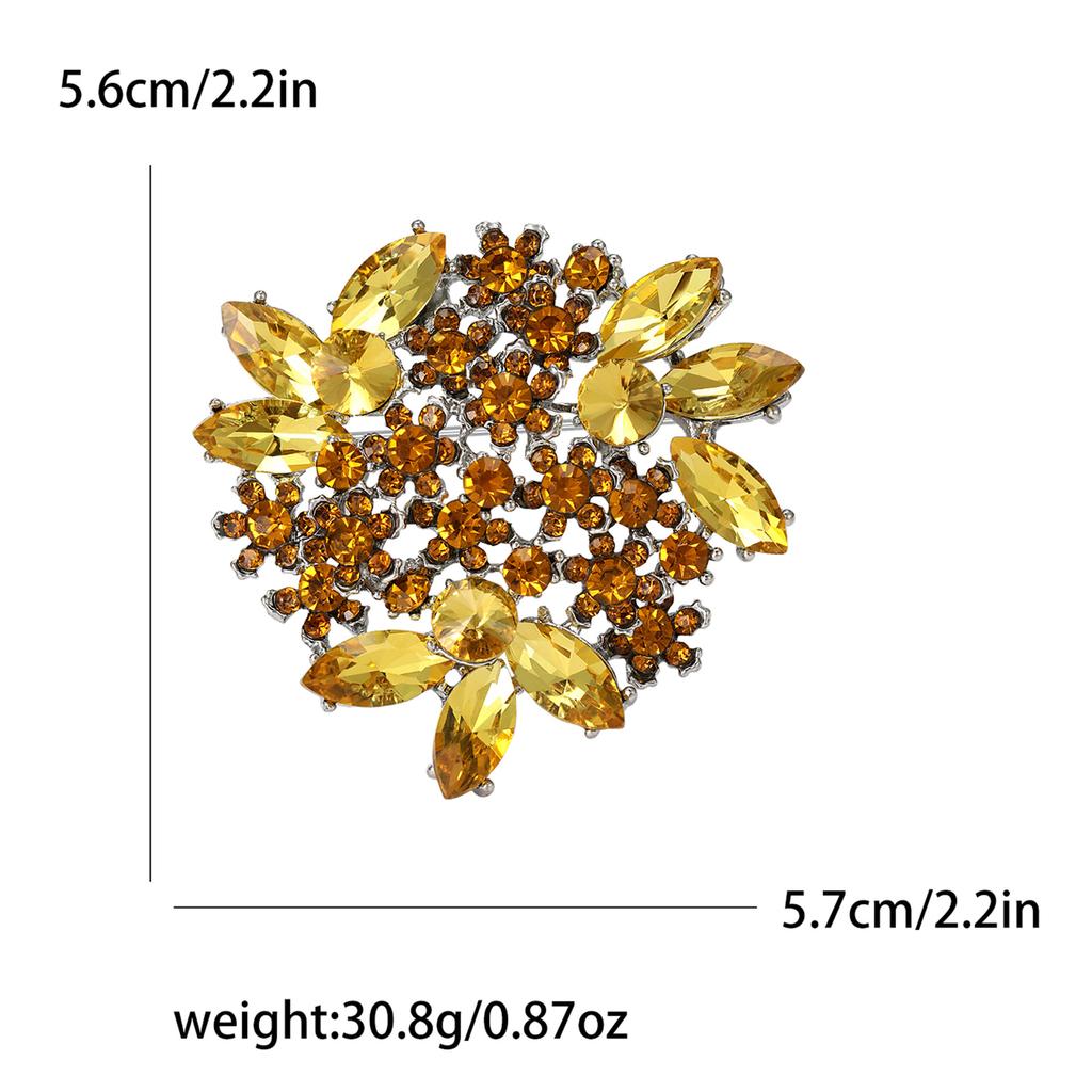 Simple Cold Wind Brooch, Alloy Diamond-Encrusted Flower Fashion Brooch Sweater Temperament Shawl Buckle Pin