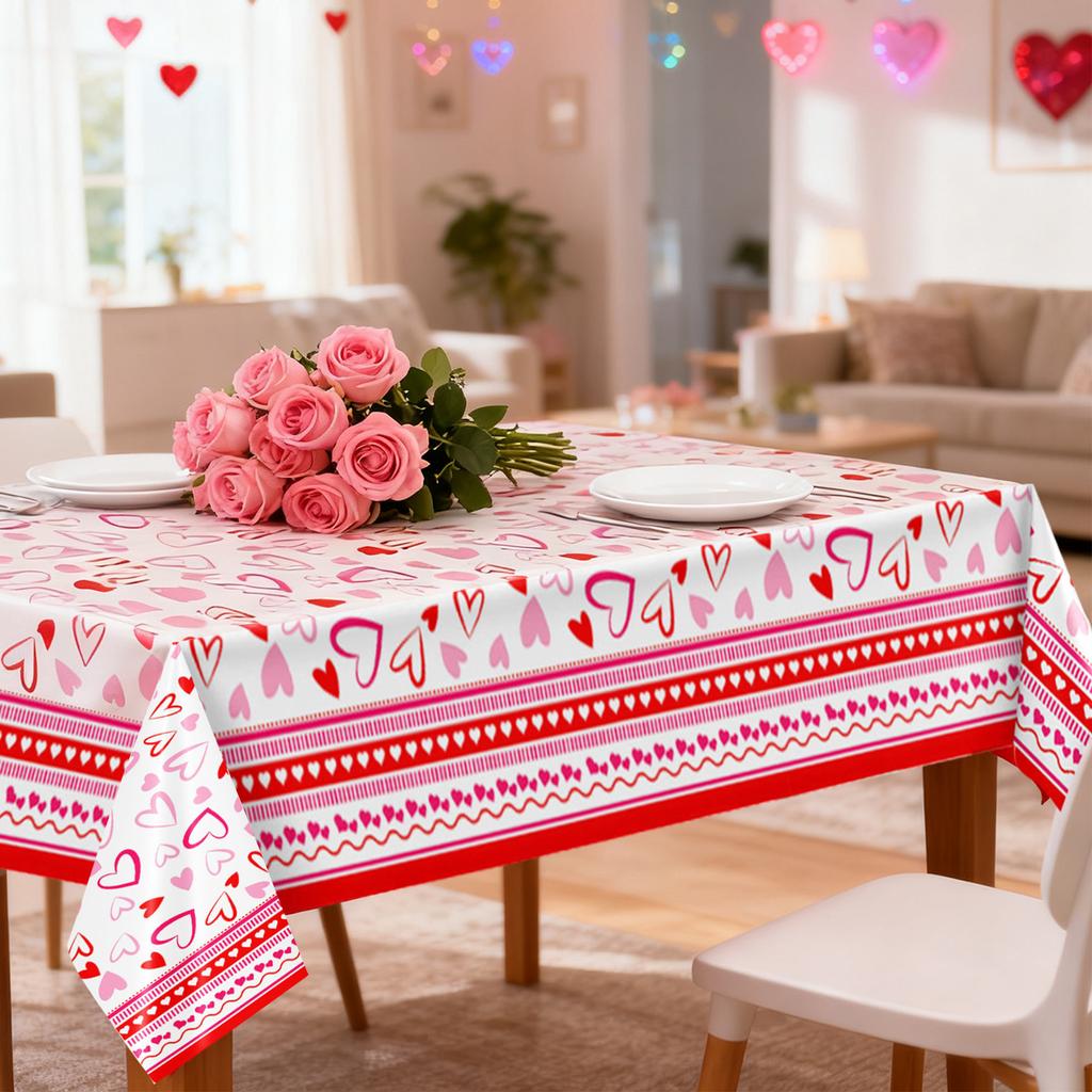 Frohen Valentinstag Tischdecken 1 Packung Herz Rot Kunststoff Partydekorationen 54 X 108 Tischdecke Jubiläum Valentinstag Hochzeit Geburtstag