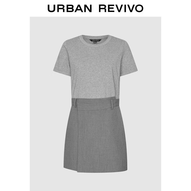 

UR 2025 Autumn Faux Two-Piece Short Sleeve Dress L