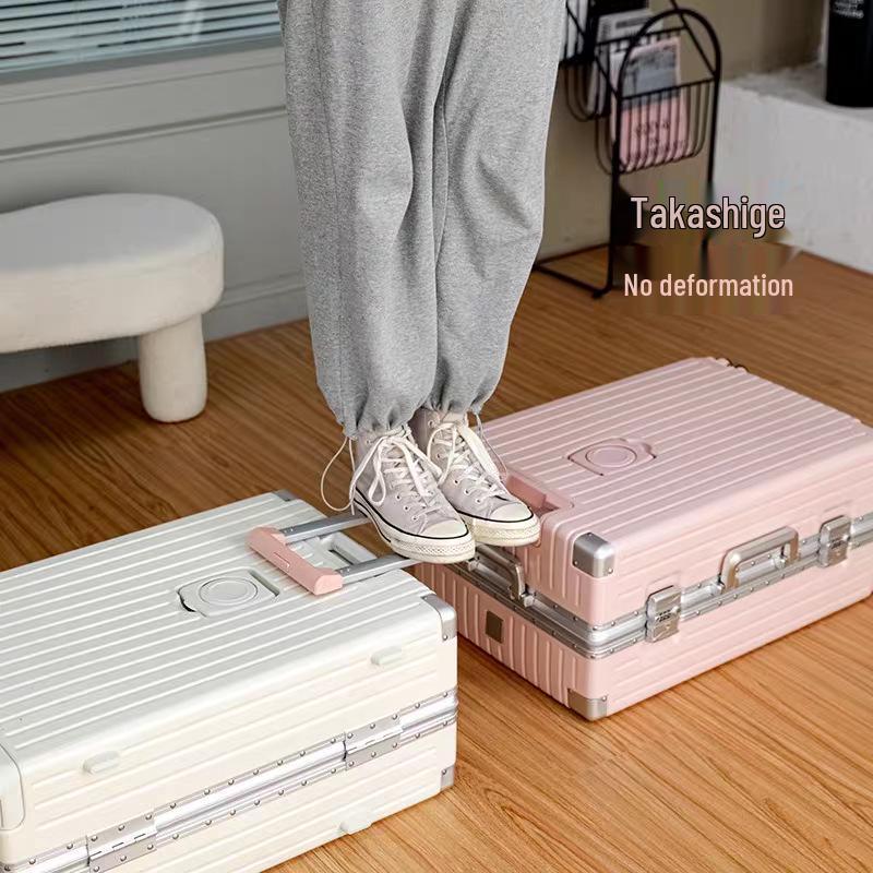 20-Inch Multifunctional Carry-on Suitcase with Durable Aluminum Frame, Rechargeable Feature & Cup Holder