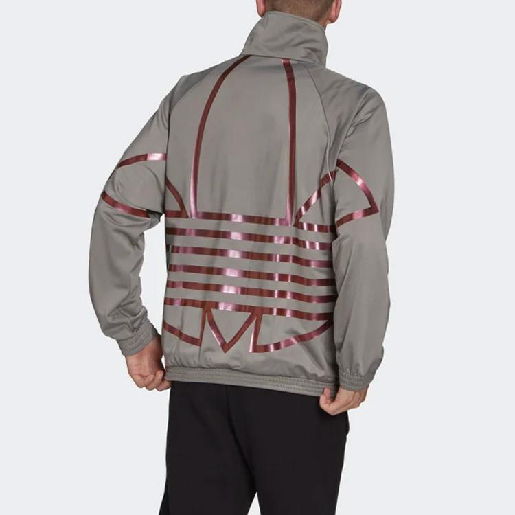 adidas Originals Trefoil Logo Print Sports Stand-Collar Jacket Men Jacket Grey FS7332