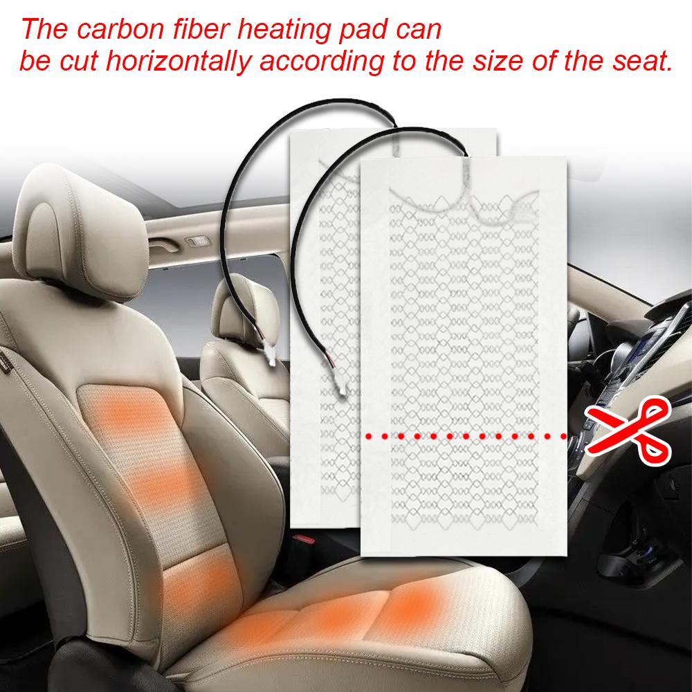 Built-in Car Seat Heater Fit 2 Seats 12V Carbon Fiber Seat Heating Pad Dual Dial 3 Level Round Control Winter Warmer Seat Cover
