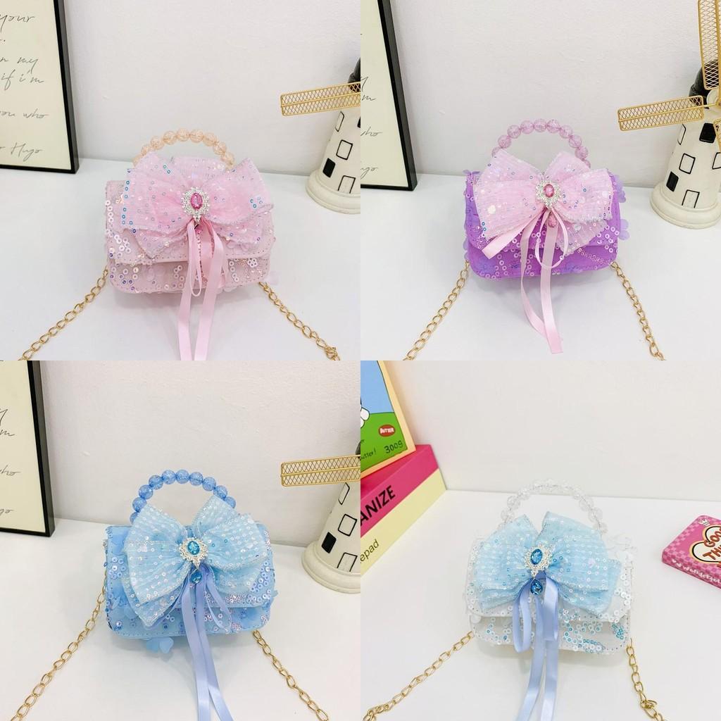 Bag Crossbody Trendy For Kids With Elegant Bow Design And Colorful Sequined Finish