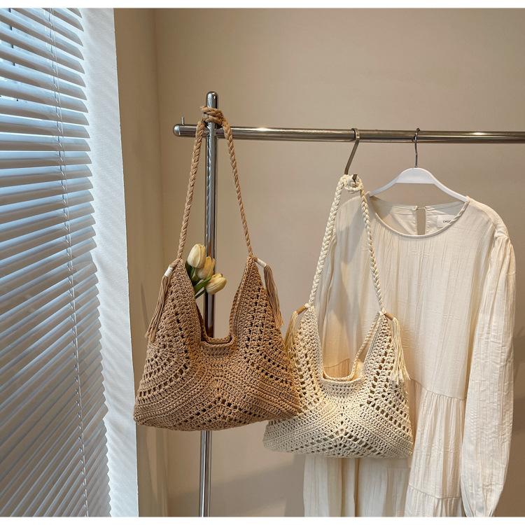 Straw bag hand-woven large capacity fashion versatile woven bag seaside vacation beach bag